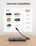 Anker 555 USB C Hub (8 in 1) PowerExpand USB C Adapter, 100W Power Delivery, 4K 60Hz HDMI, 10Gbps USB-C & 2 USB A Datenports, Ethernet Port, microSD & SD Speicherkartenleser, für MacBook Pro und mehr – Bild 6