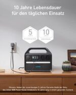 Anker 535 Kompakte Power Station, Tragbare Stromgenerator 512Wh 500W 7-Anschlüsse Stromerzeuger für Draussen, 2 AC-Anschlüsse, 60W USB-C PD Port, LED Licht für Camping, Stromausfall – Bild 3