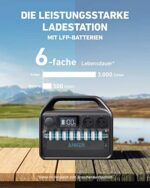Anker 535 Kompakte Power Station, Tragbare Stromgenerator 512Wh 500W 7-Anschlüsse Stromerzeuger für Draussen, 2 AC-Anschlüsse, 60W USB-C PD Port, LED Licht für Camping, Stromausfall – Bild 2