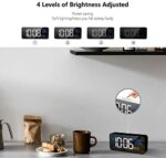 HOMVILLA Digitaler Wecker mit Grosse LED Temperaturanzeige, Tischuhr Spiegelalarm mit Dual Alarm Snooze Zeit 4 Stufen Einstellbarer Helligkeitsdimmer 13 Musik USB Ladeanschluss Nachttisch Schlafzimmer – Bild 2
