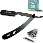 an De Boos® Rasiermesser Set mit 100 Derby Wechselklingen - Hochwertiges Edelstahl Barber Bartmesser mit extra scharfen Klingen