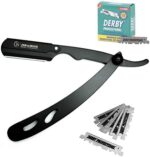 an De Boos® Rasiermesser Set mit 100 Derby Wechselklingen - Hochwertiges Edelstahl Barber Bartmesser mit extra scharfen Klingen