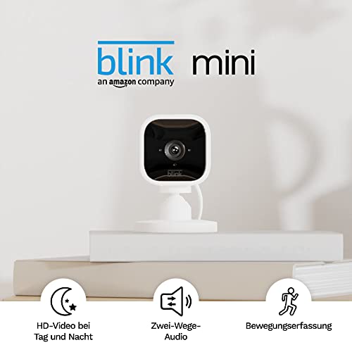 Blink Mini, Kompakte, smarte Plug in Sicherheitskamera für innen, 1080p-HD-Video, Nachtsicht, Zwei Wege Audio, Bewegungserfassung; einfache Einrichtung, funktioniert mit Alexa