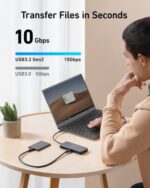 Anker 555 USB C Hub (8 in 1) PowerExpand USB C Adapter, 100W Power Delivery, 4K 60Hz HDMI, 10Gbps USB-C & 2 USB A Datenports, Ethernet Port, microSD & SD Speicherkartenleser, für MacBook Pro und mehr – Bild 3