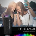 Ortizan Bluetooth Lautsprecher mit Buntem LED-Licht, Tragbarer Mini Bluetooth Box mit Freisprechfunktion, IPX7 Wasserschutz und 360° Surround Sound, Kabelloser Lautsprecher Musikbox mit AUX, TF – Bild 5