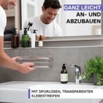 KINCMAX Duschablage ohne Bohren aus Edelstahl - 2er Set - Regal Selbstklebend für das Badezimmer & Küche - Schampoo Halterung, Duschkorb, Duschregal mit Haken – Bild 3