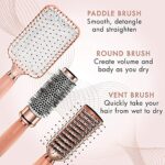 Haarbürsten Set 3 Tlg. - Rundbürste, Skelettbürste, Paddle Brush - Haarbürste ohne Ziepen - Ergonomischer Griff - Entwirrbürste - Detangler Bürste - Frauen Geschenk – Bild 3