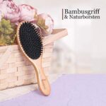 lampox® Bambus Haarbürste mit Wildschweinborsten Kopfmassage Haarpflege, Entwirrbürste für lange Haare & Locken von Damen, Herren & Kinder, Massagebürste für die Kopfhaut, Detangler – Bild 7
