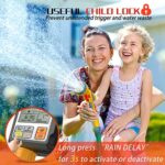 CROSOFMI Bewässerungscomputer Wasserzeitschaltuhr Garten Zeitschaltuhr Bewässerung,Grosses 3-Zoll-Display Regenverzögerung und Kindersicherung – Bild 4