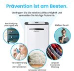Pro Breeze Luftentfeuchter 20L in 24h Entfeuchtungsleistung - Raumgrösse ca. 195m³ (~30 m²) - mit 4 Betriebsarten, Digitalanzeige, Ablaufschlauch, Wäschetrocknung, Timer - Gegen Feuchtigkeit, Schimmel – Bild 6