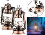 Lunartec Stalllaterne: Nostalgische Petroleum-Sturmlaterne mit Glaskolben, Bronze, 24 cm (Tischlampen) – Bild 2
