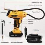 AstroAI 2 in 1 Metallzylinder Luftkompressor 20V Akku & 12V Auto, Netzteil Tragbare Kabellose Elektrischer Kompressor 160PSI Digitaler Luftpumpe für Autos Motorräder – Bild 8