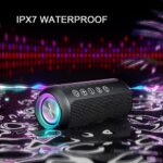 Ortizan Bluetooth Lautsprecher mit Buntem LED-Licht, Tragbarer Mini Bluetooth Box mit Freisprechfunktion, IPX7 Wasserschutz und 360° Surround Sound, Kabelloser Lautsprecher Musikbox mit AUX, TF – Bild 7