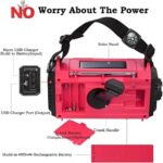 Mesqool Notfallradio Solar Kurbel Tragbares Radio, Wasserdicht LED Dynamo Lampe Powerbank AM/FM/SW-Radio und SOS Alarm, Solarenergie, Handdynamokurbel, Taschenlampe, Batteriebetrieben, Kompass – Bild 4