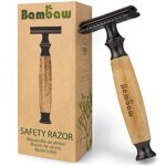 Rasierhobel Damen Und Herren, Safety Razor mit Bambusgriff, Nassrasierer Damen Und Herren, Rasierhobel, Einklingen Rasierer , Zero Waste Produkte, Eco Rasierer Damen und Herren, Bambaw