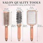 Haarbürsten Set 3 Tlg. - Rundbürste, Skelettbürste, Paddle Brush - Haarbürste ohne Ziepen - Ergonomischer Griff - Entwirrbürste - Detangler Bürste - Frauen Geschenk – Bild 6