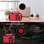 Mesqool Notfallradio Solar Kurbel Tragbares Radio, Wasserdicht LED Dynamo Lampe Powerbank AM/FM/SW-Radio und SOS Alarm, Solarenergie, Handdynamokurbel, Taschenlampe, Batteriebetrieben, Kompass – Bild 2