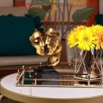 Uziqueif Skulptur Deko Stille Ist Eine Golden Abstrakte Kunst Statue Dekoration Wohnzimmer Büro Bar Café Eingang Statuen Und Skulpturen,Harz – Bild 3