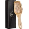 BFWood Haarbürste zum Entwirren von dickem und lockigem Haar, Bambusgriff mit abgerundeten Holzborsten,MEHRWEG