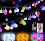 Lichterkette strombetrieben B-right RGB 100 LED Globen Lichterkette bunt, Innen-Aussen Lichterkette Glühbirne Fernbedienung, Weihnachtsbeleuchtung für Weihnachten Hochzeit Party Balkon Weihnachtsbaum
