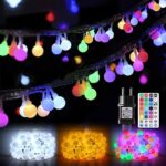 Lichterkette strombetrieben B-right RGB 100 LED Globen Lichterkette bunt, Innen-Aussen Lichterkette Glühbirne Fernbedienung, Weihnachtsbeleuchtung für Weihnachten Hochzeit Party Balkon Weihnachtsbaum