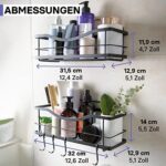 KINCMAX Duschablage ohne Bohren aus Edelstahl, 2er Set, Regal Selbstklebend für das Badezimmer & Küche - Schampoo Halterung, Duschkorb, Duschregal mit Haken – Bild 7