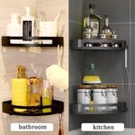 PNNP Duschregal Duschablage Ecke Ohne Bohren 2 Stück Selbstklebend, Badezimmer Regal Metall Rostfrei, Duschkorb Bad Accessoires Mit Haken, Badregal für Bathroom Organizer Dusche Ablage – Bild 3