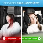 Auto-Kopfstütze mit weissen Nähten – Komfortables Nackenkissen für Kinder & Erwachsene, werkzeuglose Montage – Bild 2