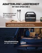Anker 535 Kompakte Power Station, Tragbare Stromgenerator 512Wh 500W 7-Anschlüsse Stromerzeuger für Draussen, 2 AC-Anschlüsse, 60W USB-C PD Port, LED Licht für Camping, Stromausfall – Bild 4
