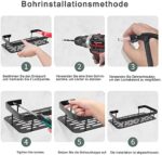 Piroir Duschregal, 2 Stück Duschkorb, Duschablage Ohne Bohren, Badezimmer Regal selbstklebendes oder Stanzen, Duschorganisator mit 5 Klebeflächen und 4 Haken, Space Aluminium, Rostfrei, Schwarz – Bild 5