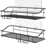 Nieifi Duschablage ohne Bohren,Duschkörbe Ablagen mit Haken selbstklebend,Badezimmer Regal,Lagerung Rack,für Bad,Waschraum
