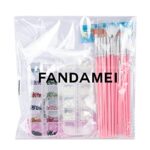 Nail Art Pinsel Set, FANDAMEI 15 Stücke Nagel Pinsel  5 Stücke Dotted Pen, 10 Rolle Streifenband Nägel, Strasssteine Nägel, Ultra Dünn Nagel Pailletten für Nagelkunst Maniküre Set – Bild 8