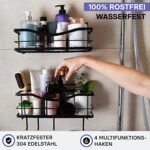 KINCMAX Duschablage ohne Bohren aus Edelstahl, 2er Set, Regal Selbstklebend für das Badezimmer & Küche - Schampoo Halterung, Duschkorb, Duschregal mit Haken – Bild 2