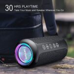 Ortizan Bluetooth Lautsprecher mit Buntem LED-Licht, Tragbarer Mini Bluetooth Box mit Freisprechfunktion, IPX7 Wasserschutz und 360° Surround Sound, Kabelloser Lautsprecher Musikbox mit AUX, TF – Bild 6