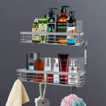Orimade Duschablage ohne bohren mit Seifenschalenhalter und 5 Haken – Bild 4