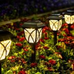 GIGALUMI Solar-LED-Wegleuchten für den Aussenbereich, 6 Stück, wasserdichte solarbetriebene Weglichter für Garten, Terrasse, Landschaft, Gehweg, Warmweiss