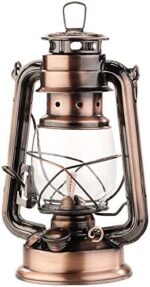 Lunartec Stalllaterne: Nostalgische Petroleum-Sturmlaterne mit Glaskolben, Bronze, 24 cm (Tischlampen) – Bild 9