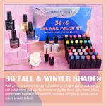 Lavender Violets UV-Gel-Nagellack 42 PCS mit Base und Matte-Glänzende/Diamant/Glow in the dark Top Coat Soak Off LED Nägel Maniküre Kit C952 – Bild 7