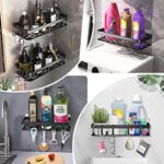 Piroir Duschregal, 2 Stück Duschkorb, Duschablage Ohne Bohren, Badezimmer Regal selbstklebendes oder Stanzen, Duschorganisator mit 5 Klebeflächen und 4 Haken, Space Aluminium, Rostfrei, Schwarz – Bild 7