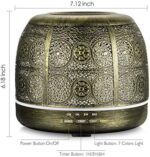 SALKING Aktualisierte Version Aroma Diffuser, 500ml Metall Aromatherapie Diffusor für ätherische Öle, 7 Farbe Duftlampe Vintage Diffusor Luftbefeuchter für Baby – Bild 4