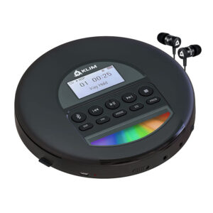 KLIM Nomad, Tragbarer CD Player Discman mit langlebigem Akku, Inklusive Kopfhörer, Kompatibel mit CD-R, CD-RW, MP3, Mit TF Reader, Radio FM, Bluetooth, Ideal für Autos, NEU 2022