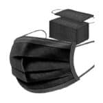 SYMTEX 100 Stück Schwarze Medizinisch Chirurgische Masken Type IIR Norm EN 14683 zertifizierte CE Mundschutzmasken OP Maske 3-lagig Mundschutz Gesichtsmaske Einwegmaske mund und nasenschutz