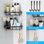 Stusgo Dusch-Eckregal 2er Set – Selbstklebend, Edelstahl, mit 4 Haken