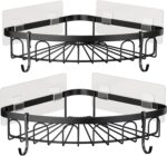 Stusgo Dusch-Eckregal 2er Set – Selbstklebend, Edelstahl, mit 4 Haken