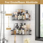 ACMETOP Duschablage 2er-Set – Ohne Bohren, Edelstahl Eckregal mit Haken & Kleber