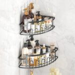 ACMETOP Duschablage 2er-Set – Ohne Bohren, Edelstahl Eckregal mit Haken & Kleber