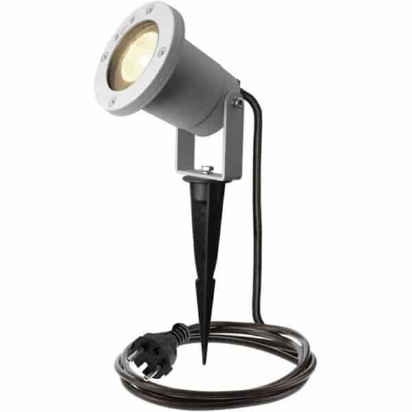SLV LED Strahler NAUTILUS | Aussenlampe für die Beleuchtung von Garten, Terrasse, Pflanzen, Wegen, Teich | Aussen-Leuchte, Aussen-Strahler | IP65 , GU10, 1,5 m Kabel mit Stecker , Aluminium