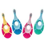 Jordan ® Step 1 Baby Zahnbürste | Baby Zahnbürste 0-2 Jahre | Die Original Kleinkindzahnbürste mit extra weichen Borsten und weichem Beissring für Babygummis und Easy Grip 4-pack