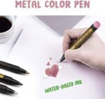Metallic Marker Stifte Set, Basteln Weihnachten, Farben Metallic Stifte für Fotoalbum zum Selbstgestalten, Gästebuch, Scrapbook, Gold Metallischen Stift zum Bemalen Keramik, Glas, Steine, Holz Deko – Bild 3