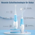 Seago Elektrische Zahnbürste Kinder 6 Monaten bis 4 Jahren, Schallzahnbürste mit LED Licht Aufsteckbürste Smart Timer Wasserdicht IPX7 – Bild 4